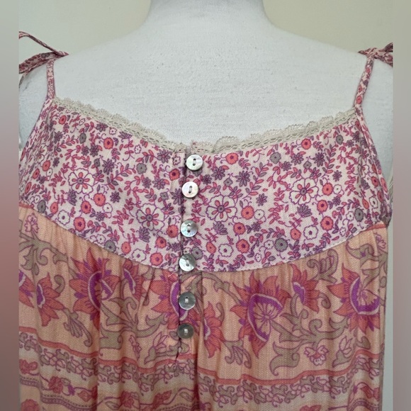 LUCKY BRAND Pink Mixed Print Tiered Sundress -Adjustable Straps- Sz S but fits M - Picture 5 of 14